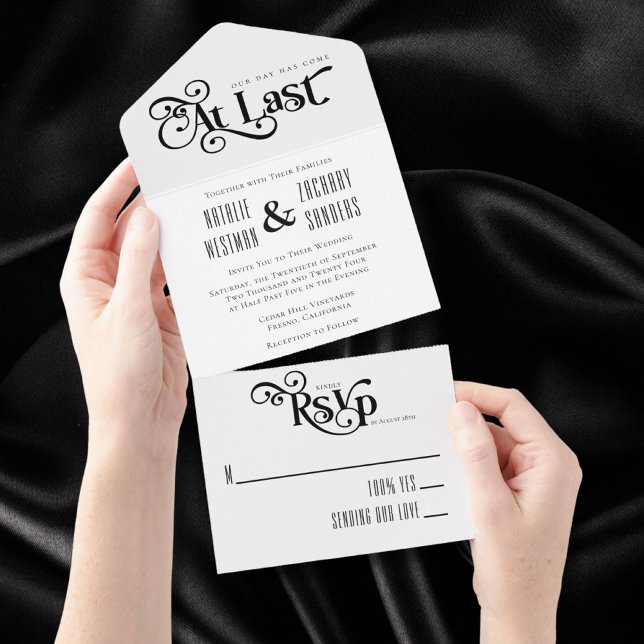 Svartvit Elegant-typografi i sista Bröllop (Skapare uppladdad)
