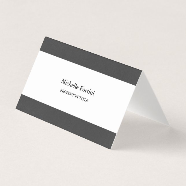 Svartvit Elegant, vanlig minimalistisk Visitkort (Framsida)