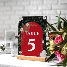 Svartvit Elegant Vit Blommigt Bröllop Bordsnummer
