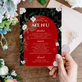 Svartvit Elegant Vit Blommigt Bröllop Menu Meny