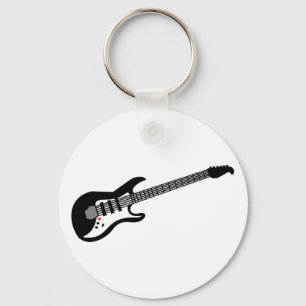Svartvit elektrisk gitarr nyckelring