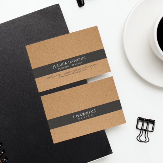 Svartvit ・ Elevera Kraft Papper Minimalist Visitkort (Skapare uppladdad)