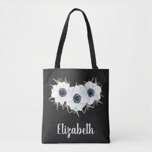 Svartvit emones Botaniska Bröllop Totes Tygkasse