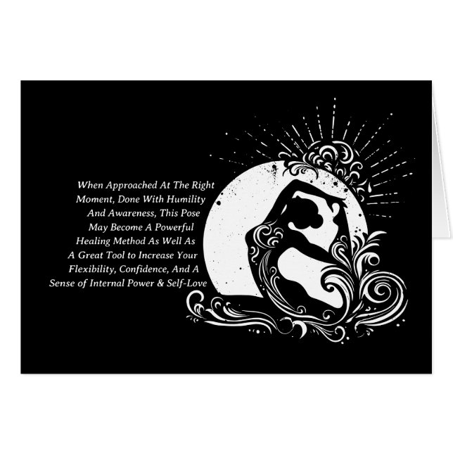 Svartvit enbenad Kung Pigeon Yoga Pose-Logotyp OBS Kort (Framsidan Horizontal)