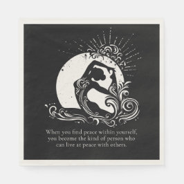 Svartvit enbenad Kung Pigeon Yoga Pose-Logotyp Pappersservett