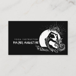 Svartvit enbenad Kung Pigeon Yoga Pose-Logotyp Visitkort