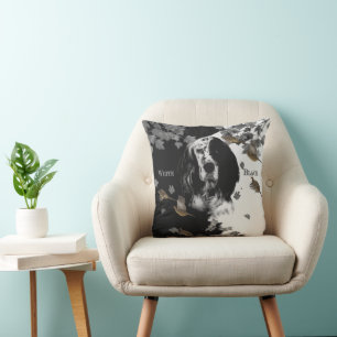 Svartvit engelsk setter kudde