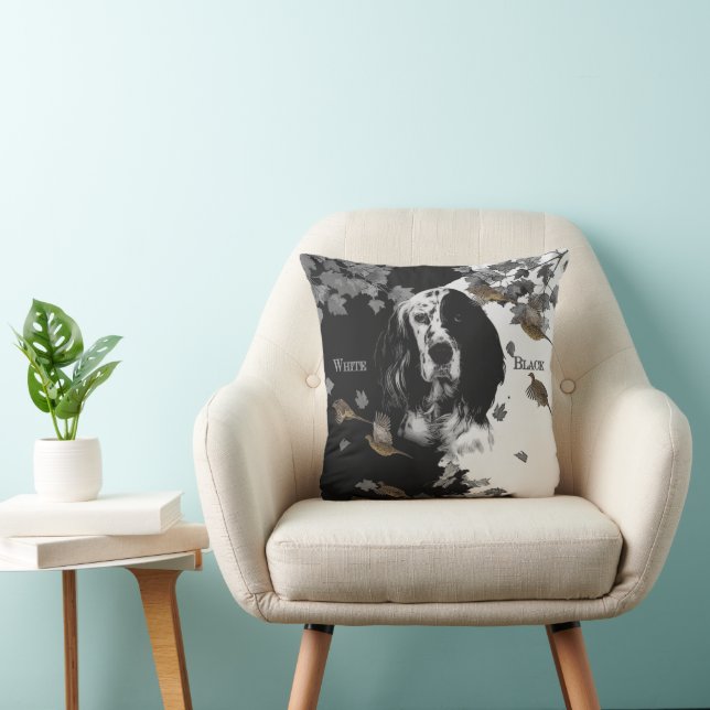 Svartvit engelsk setter kudde (Stol)