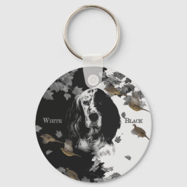 Svartvit engelsk setter nyckelring