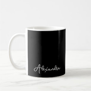 Svartvit, enkel Chic, skript Monogram Namn Kaffemugg