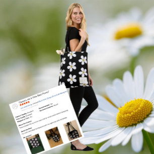 Svartvit enkel Daisy Guld Monogram Tygkasse