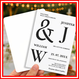 Svartvit enkel Elegant Modern Bröllop Inbjudningar