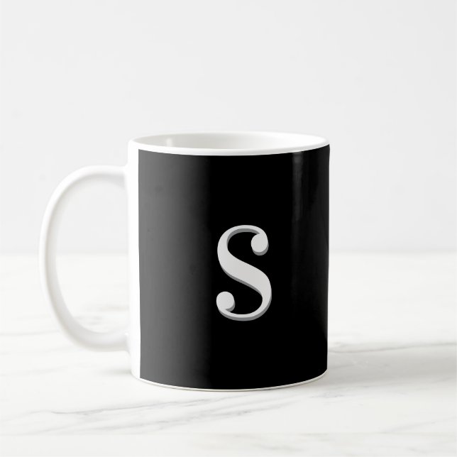 Svartvit enkel Elegant, monogrammed inledande Kaffemugg (Vänster)