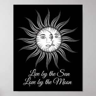 svartvit enkel grafik i svart sol måne poster