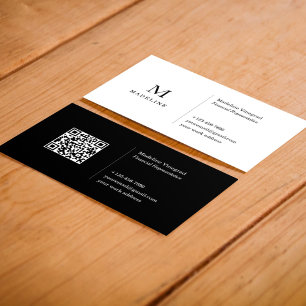 Svartvit enkel grundläggande, minimalistisk QR-kod Visitkort