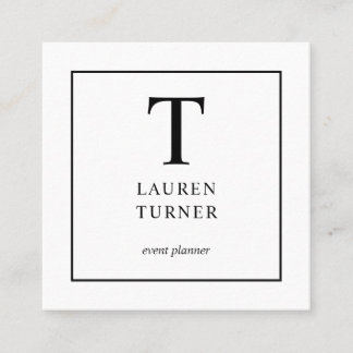 Svartvit enkel Monogram Fyrkantigt Visitkort