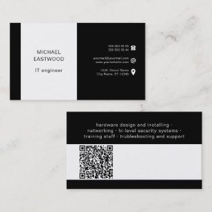 Svartvit, enkel Professionell QR-kod Visitkort