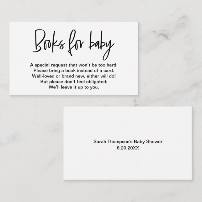 Svartvit, enkelt Bokar för baby-begäran Tilläggskort (Fram/baksida)