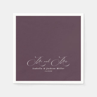 Svartvit, enkelt minimalistiskt Elegant bröllop Pappersservett