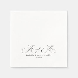 Svartvit, enkelt minimalistiskt Elegant bröllop Pappersservett