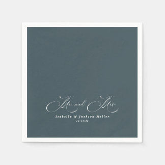 Svartvit, enkelt minimalistiskt Elegant bröllop Pappersservett