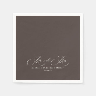 Svartvit, enkelt minimalistiskt Elegant bröllop Pappersservett