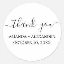 Svartvit, enkelt skript bröllop tack