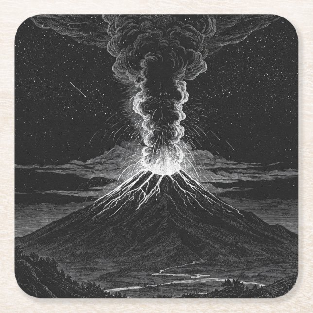 Svartvit-erupting i Rymden Underlägg Papper Kvadrat (Framsidan)