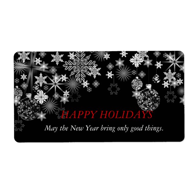 SvartVit Etikett för Vin Bröllop, Jul, Nyår Fraktsedel (Framsidan)