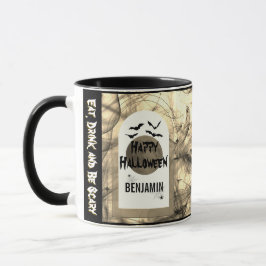 Svartvit etthölja och var scary Happy halloween Mugg