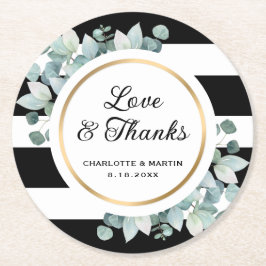 Svartvit (Eucalyptus) Underlägg Papper Rund