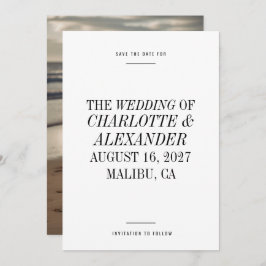 Svartvit, extremt minimalt typografi, Bröllop Spara Datumet