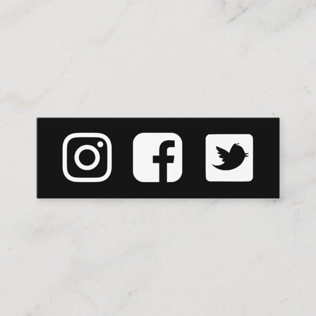 Svartvit Facebook Instagram Twitter Mini Visitkort (Framsida)