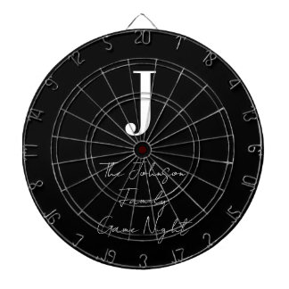 Svartvit familjespel i Monogram Namn, natt Darttavla