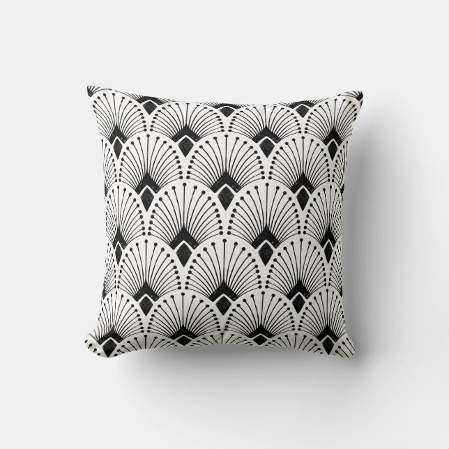 Svartvit färg,Art-deco,Geometriskt mönster,Fet sti Kudde (Framsida)