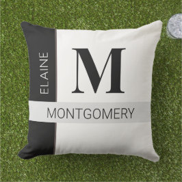 Svartvit Färg-block Monogram Pillow Kudde