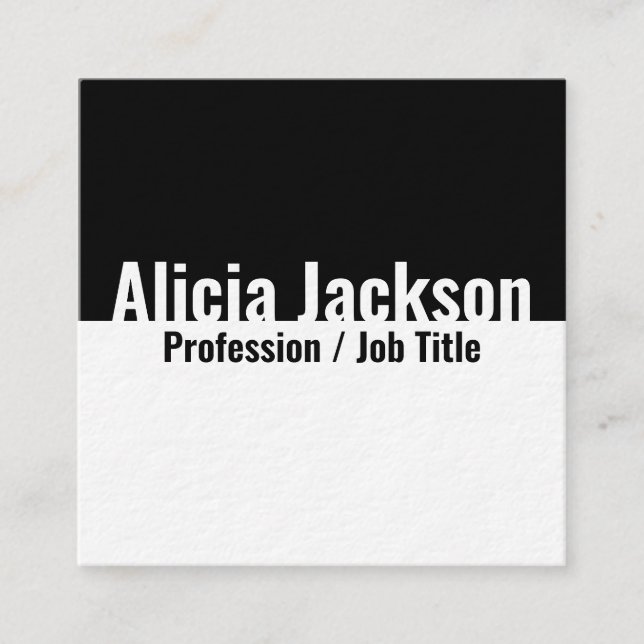 Svartvit Färg blockminimalistisk modern Fyrkantigt Visitkort (Framsida)