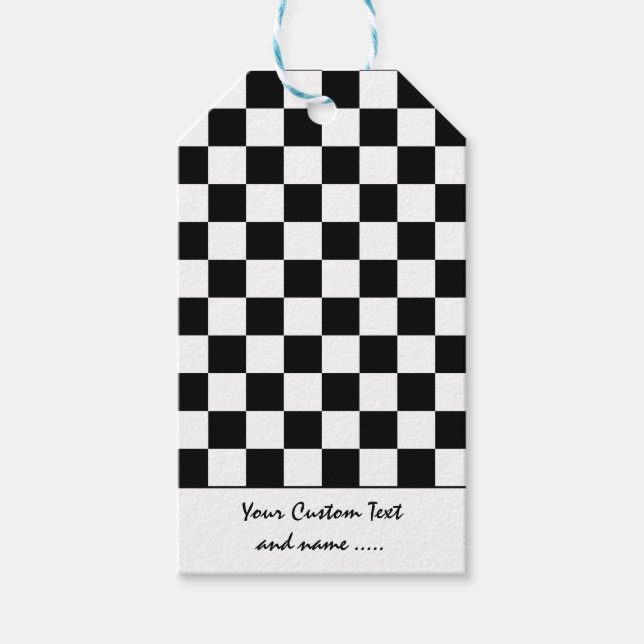 Svartvit färg fyrkant/mönster presentetikett (Framsidan)