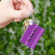 Svartvit Färg med rektangulär nyckelkedja i metall