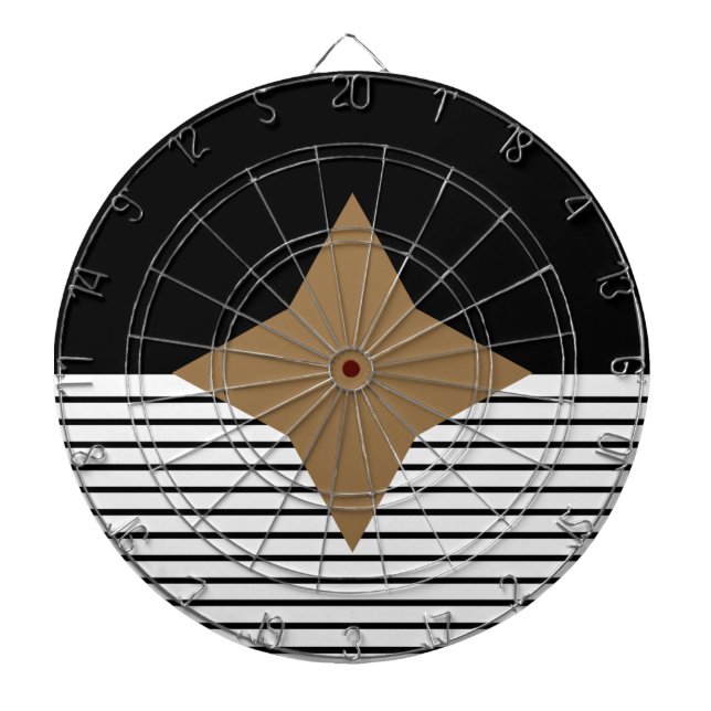 Svartvit färgblock och brun romb darttavla (Framsidan)