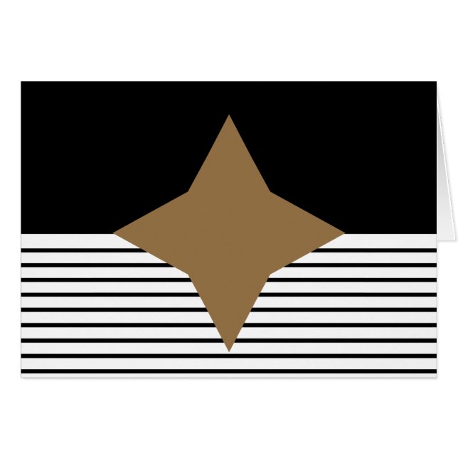 Svartvit färgblock och brun romb hälsningskort (Framsidan Horizontal)