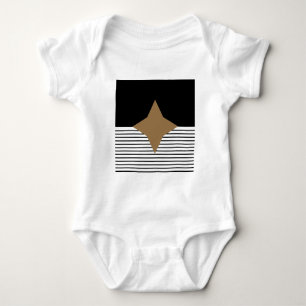 Svartvit färgblock och brun romb t-shirt