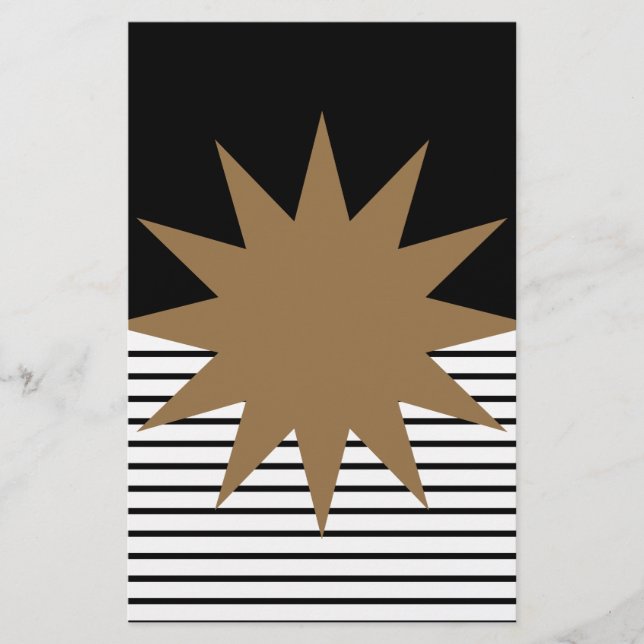 Svartvit färgblock och brunt Sol Brevpapper (Framsida)