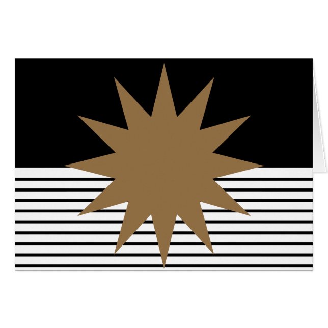 Svartvit färgblock och brunt Sol Hälsningskort (Framsidan Horizontal)