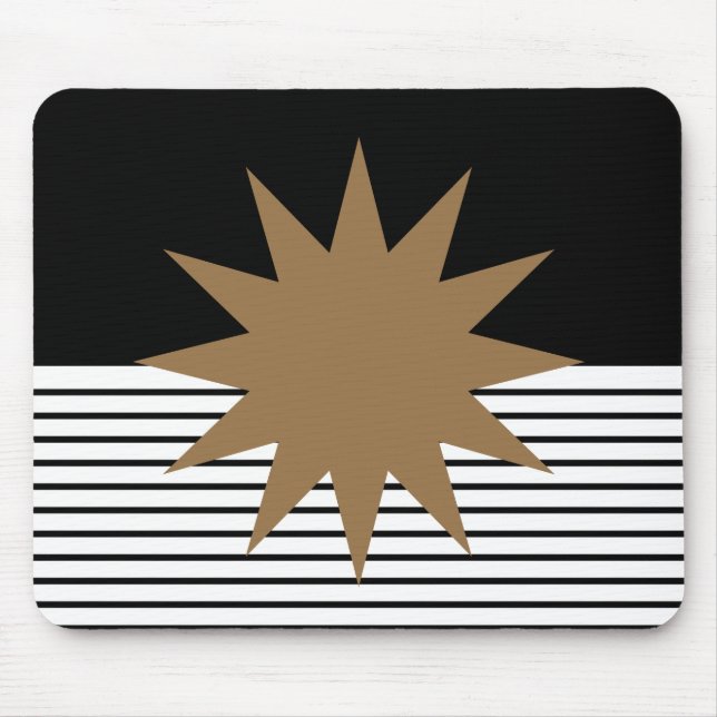 Svartvit färgblock och brunt Sol Musmatta (Framsidan)