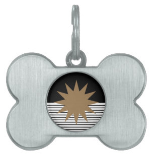 Svartvit färgblock och brunt Sol Namnbricka Husdjur