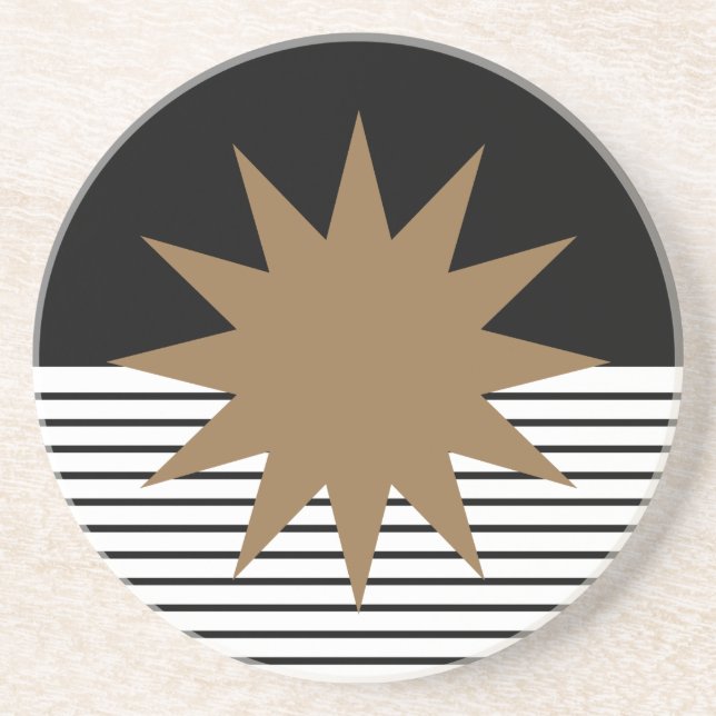 Svartvit färgblock och brunt Sol Underlägg (Framsidan)