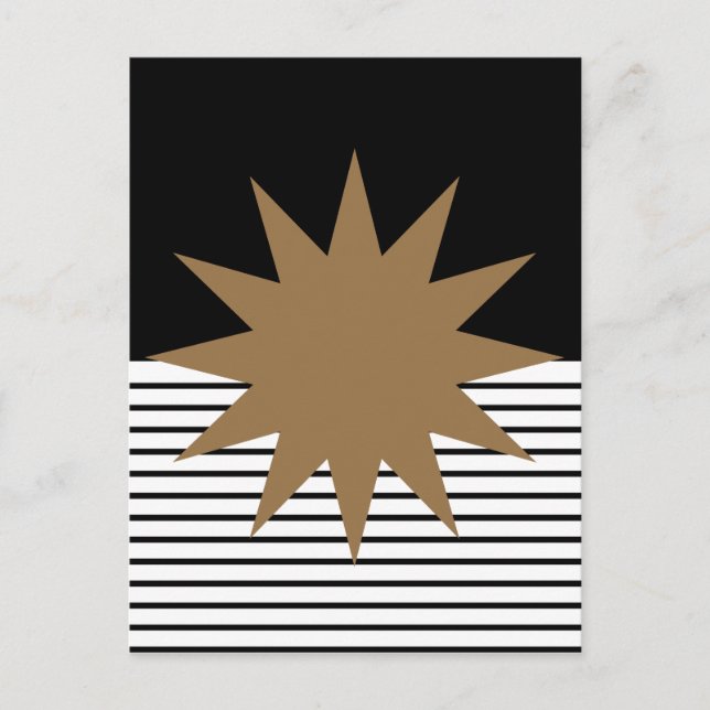 Svartvit färgblock och brunt Sol Vykort (Framsida)