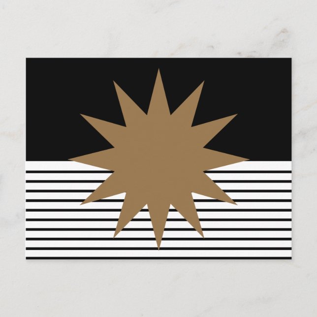 Svartvit färgblock och brunt Sol Vykort (Framsida)