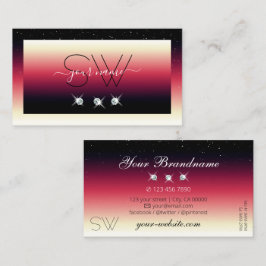 Svartvit färggradient Gnistra Diamonds Monogram Visitkort